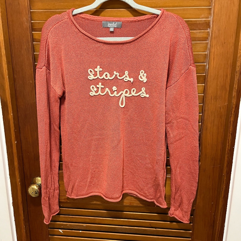 Marled pink Long Sleeve Top with Stars & Stripes
